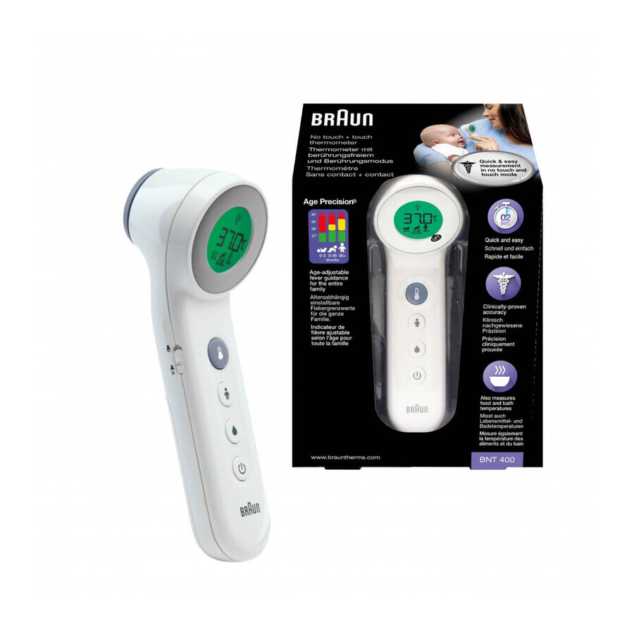 Thermomètre sans contact + tactile avec Age Precision BNT400, Braun