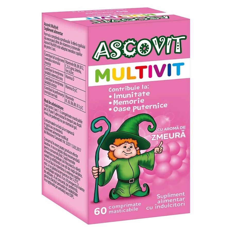 Ascovit Multivit, 60 comprimés au goût de framboise, Omega Pharma