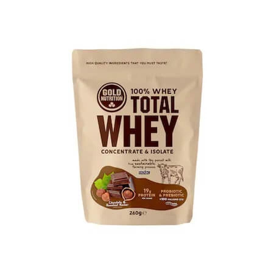 Total Whey Chocolat et Cacahuètes, 260 g, Gold Nutrition
