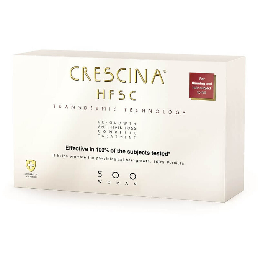 Trattamento completo Crescina Transdermic Re-Growth HFSC 500 DONNA, 10 fiale + 10 fiale, Labo