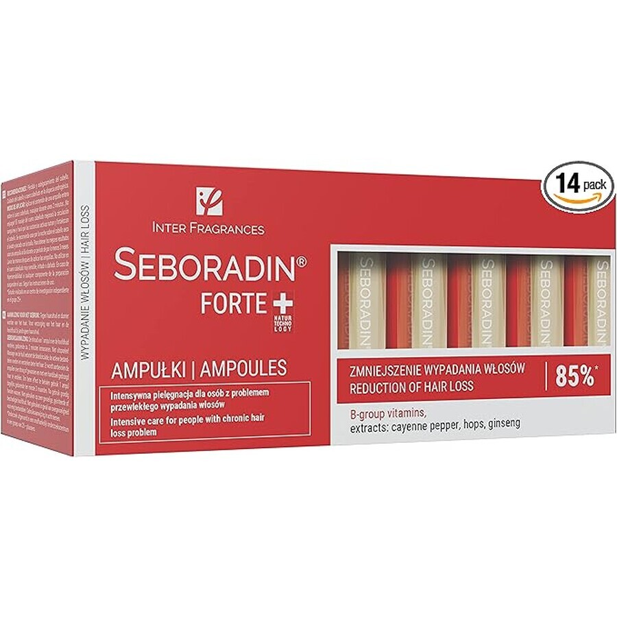 Traitement contre la chute des cheveux Seboradin Forte, 14 ampoules  x 5,5 ml, Lara