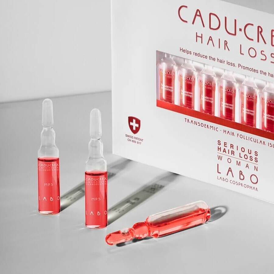 Traitement contre la chute de cheveux avancée femmes Cadu-Crex, 20 ampoules, Labo