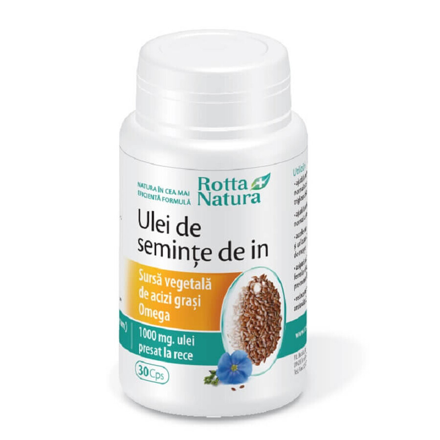 Huile de graines de lin, 30 capsules, Rotta Natura