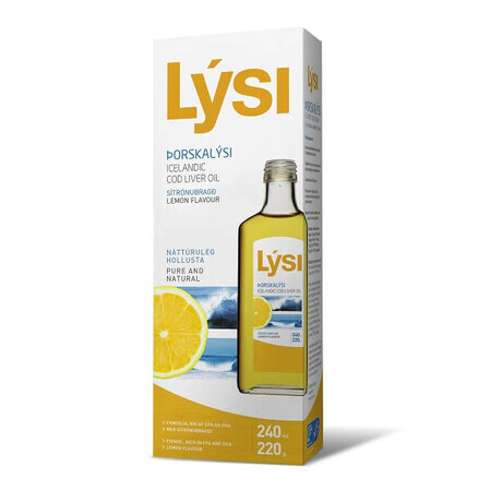 Huile de foie de morue au goût de citron, 240 ml, Lysi