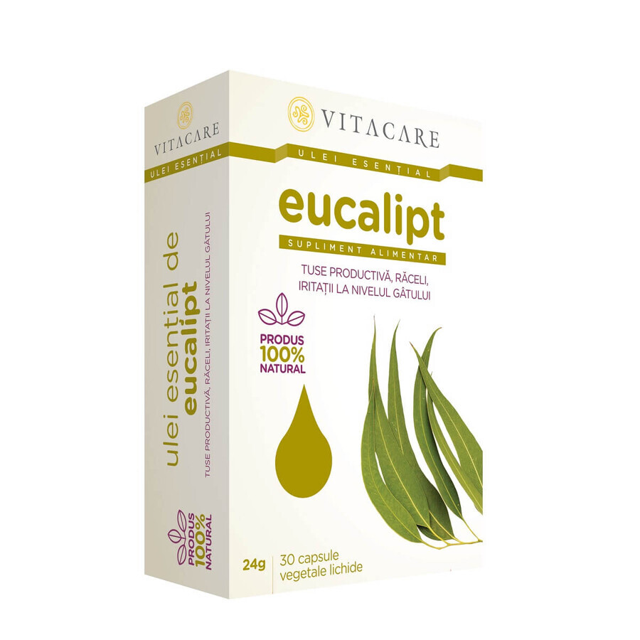 Huile essentielle d'eucalyptus, 30 gélules, Vitacare Évaluations