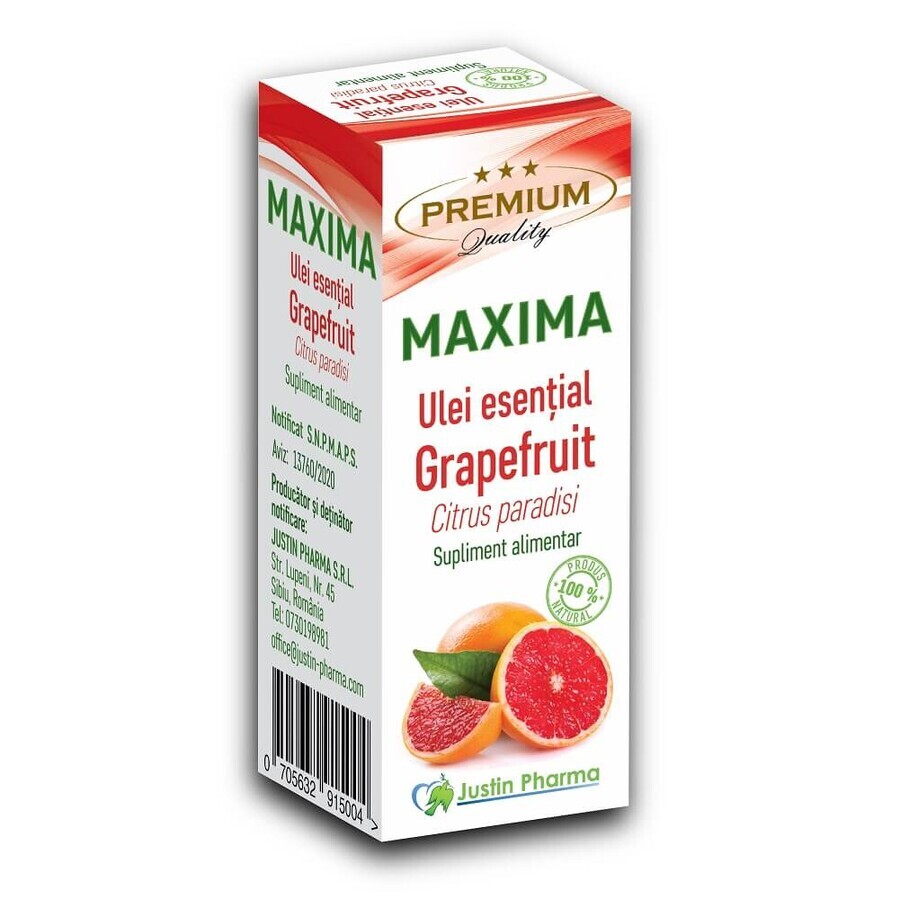 Huile essentielle de pamplemousse Maxima, 10 ml, Justin Pharma