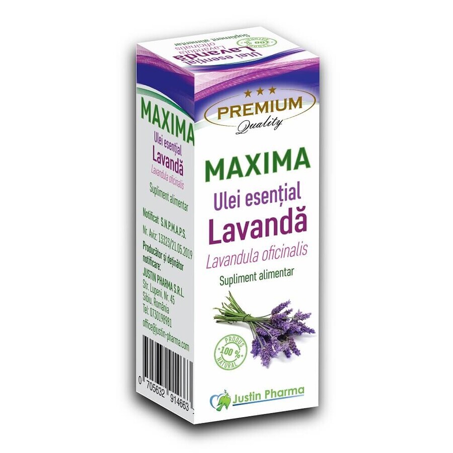Huile essentielle de lavande Maxima, 10 ml, Justin Pharma
