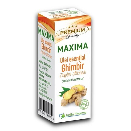 Huile essentielle de gingembre Maxima, 10 ml, Justin Pharma