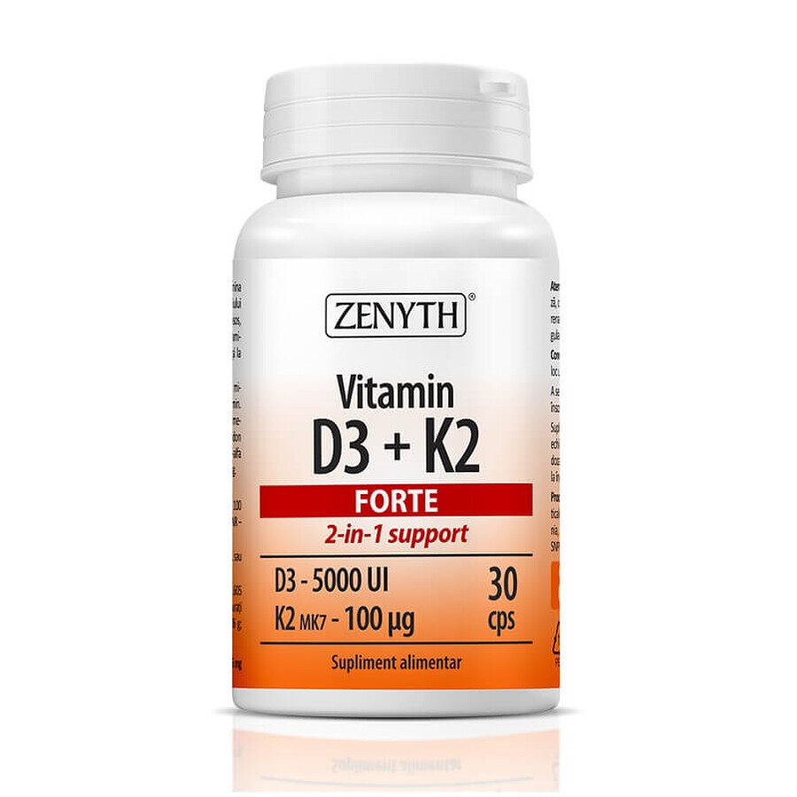Vitamine D3 + K2 FORTE, 30 gélules, Zenyth