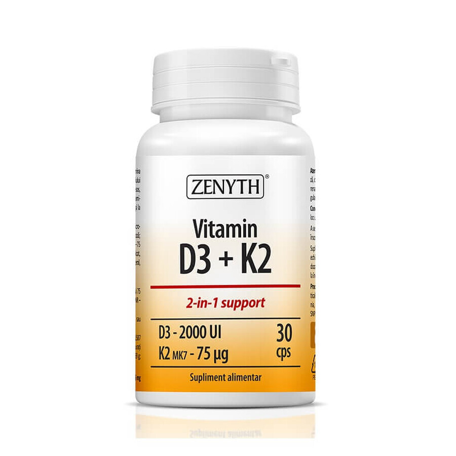 Vitamine D3 + K2, 30 gélules, Zenyth