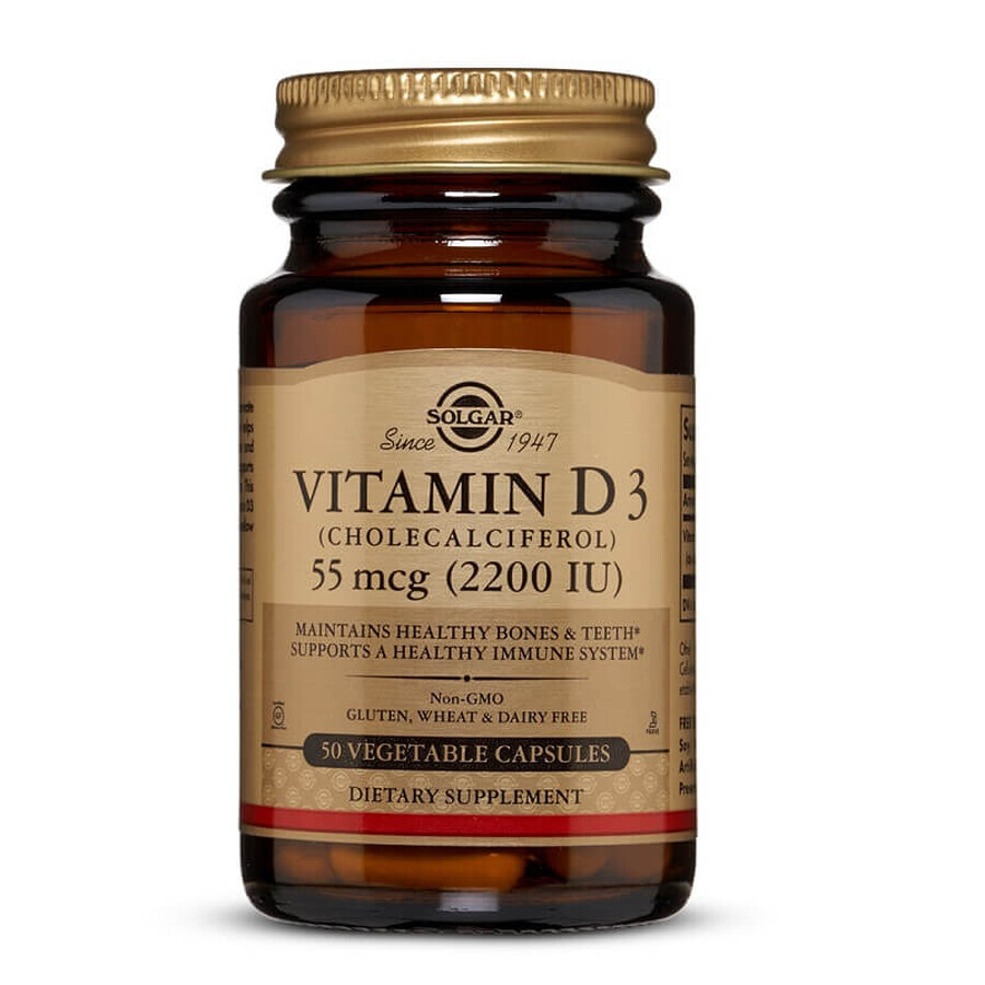 Vitamina D3 2200 IU (Colecalciferolo) 55 mcg, 50 capsule, Solgar recensioni