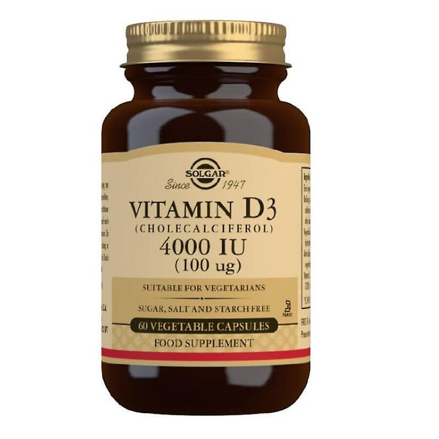 Vitamine D3 4000 IU, 60 gélules, Solgar