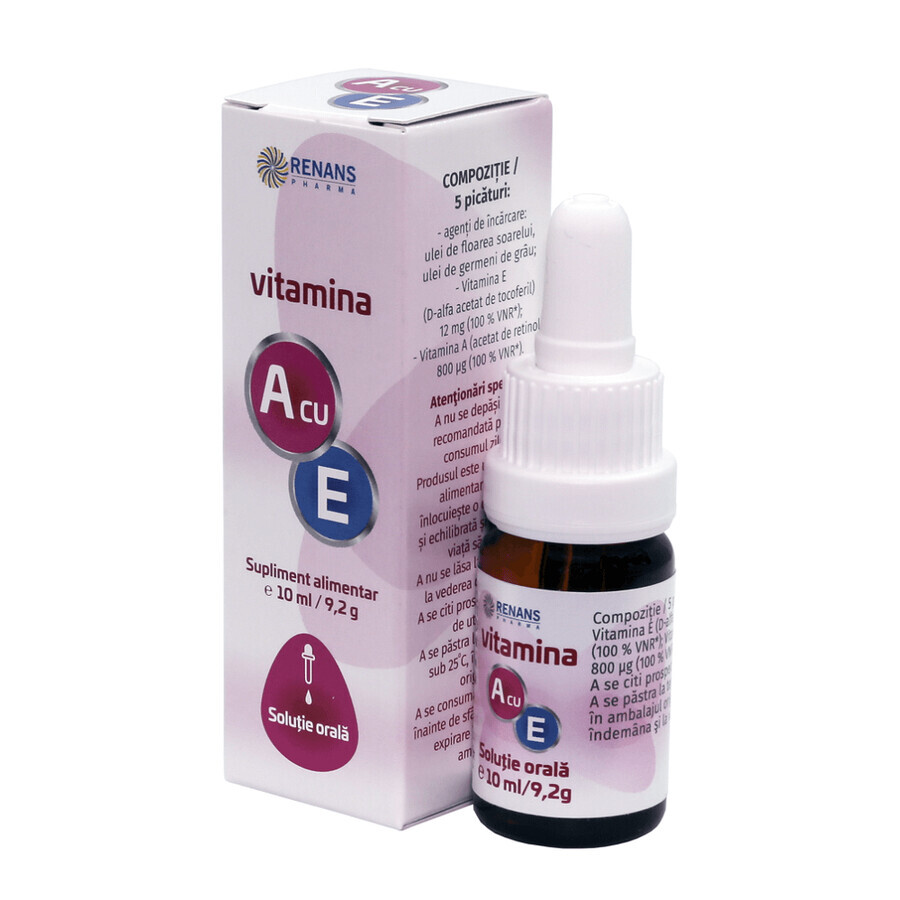 Vitamine A avec E, solution orale, 10 ml, Renans