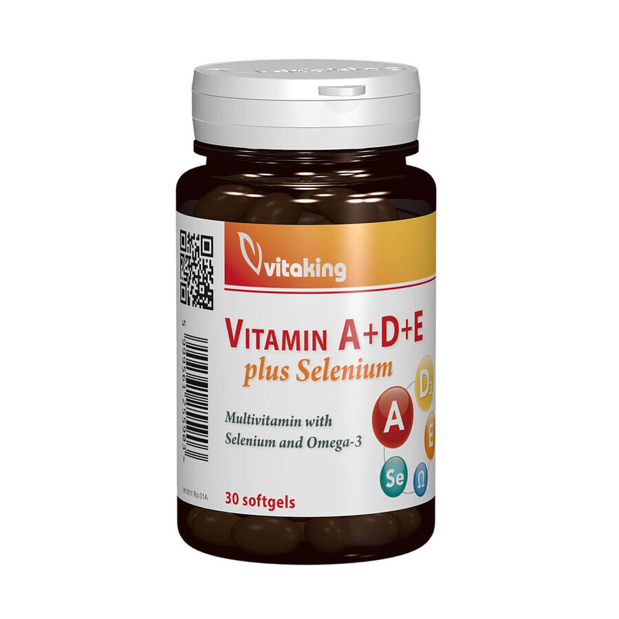 Vitamine A+D+E+Sélénium, 30 gélules, Vitaking