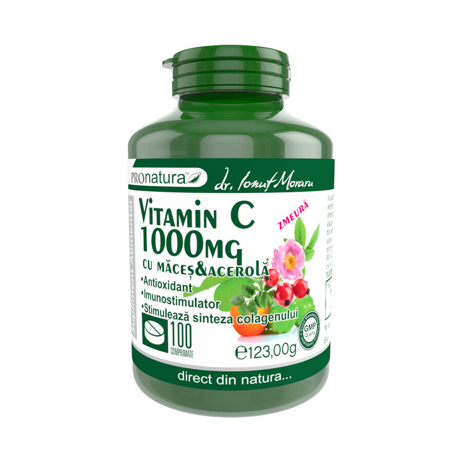 Vitamin C 1000 mg Grapefruit mit Muskatblüte und Acerola, 100 Tabletten, Pro Natura