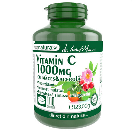 Vitamin C 1000 mg Orange mit Macis und Acerola, 100 Tabletten, Pro Natura