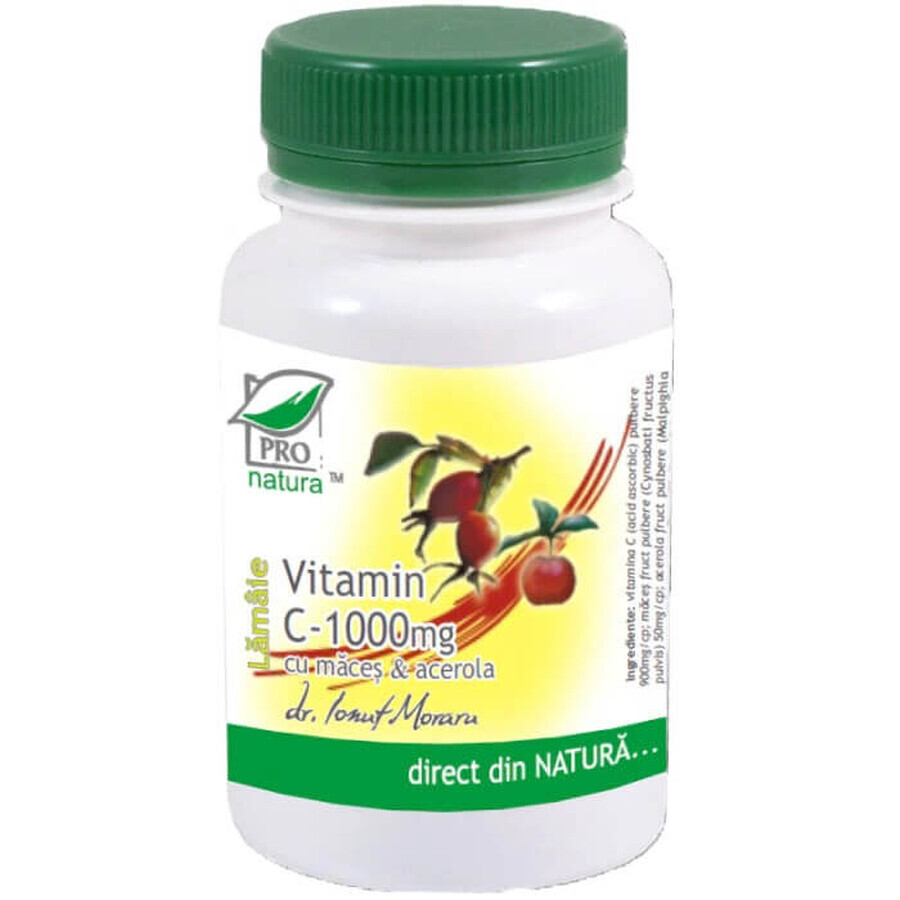Vitamine C 1000mg avec macis et acérola avec citron, 60 comprimés, Pro Natura