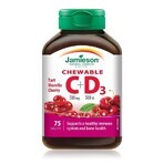 Vitamine C 500 mg + Vitamine D3 500 UI avec arôme de cerise, 75 comprimés à croquer, Jamieson