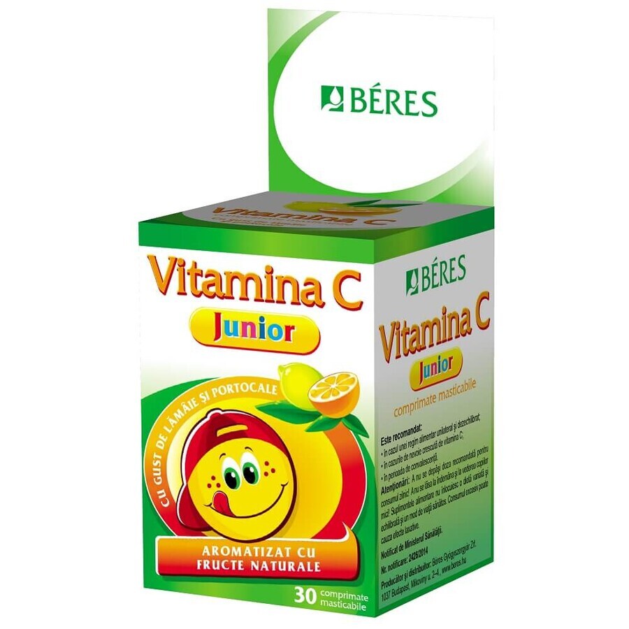 Vitamina C Junior, 30 comprimate masticabile, Beres