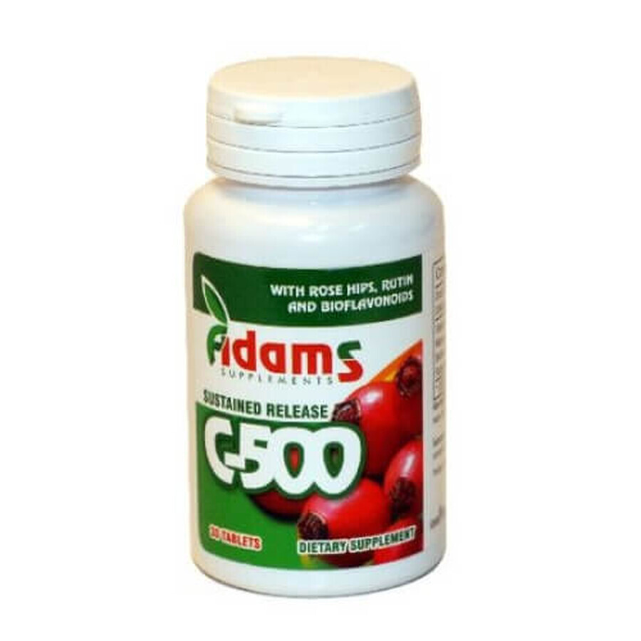 Vitamine C-500 avec Macese, 30 comprimés, Adams Vision