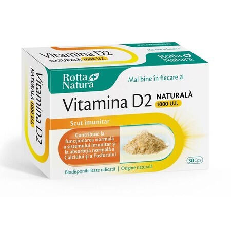 Natürliches Vitamin D2 1000 IU, 30 Kapseln, Rotta Natura