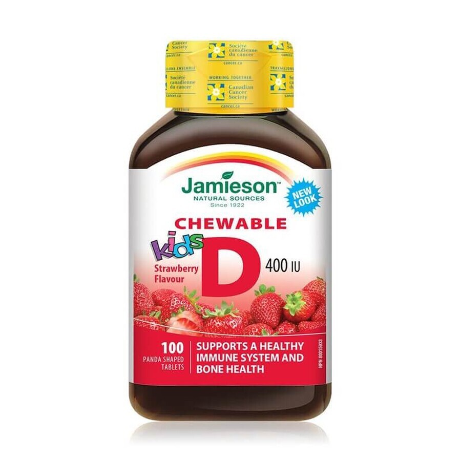 Vitamin D3 400IU Kinder mit Erdbeergeschmack, 100 Kautabletten, Jamieson Bewertungen