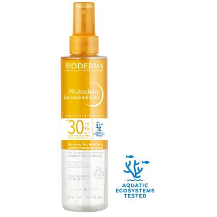 Eau solaire SPF 30 pour peaux sensibles Photoderm Bronz, 200 ml, Bioderma