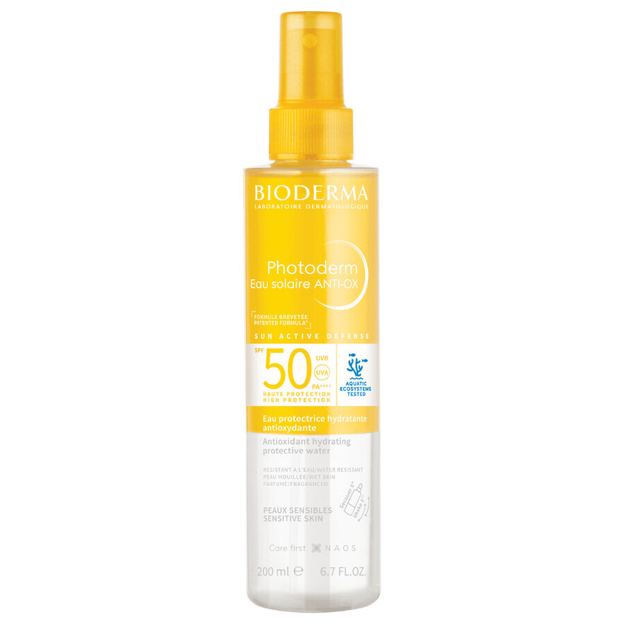 Eau solaire SPF 50 pour peaux sensibles Photoderm Anti-Ox, 200 ml, Bioderma