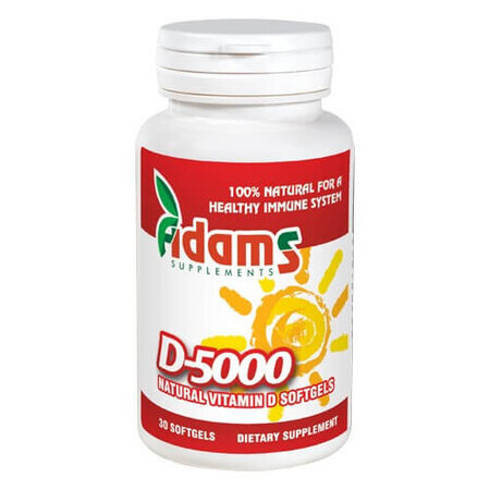 Vitamine D-5000, 30 gélules, Adams Vision