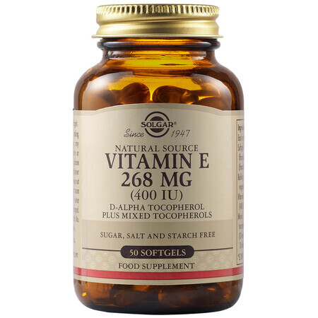 Vitamine E 268 mg 400 UI, 50 gélules, Solgar