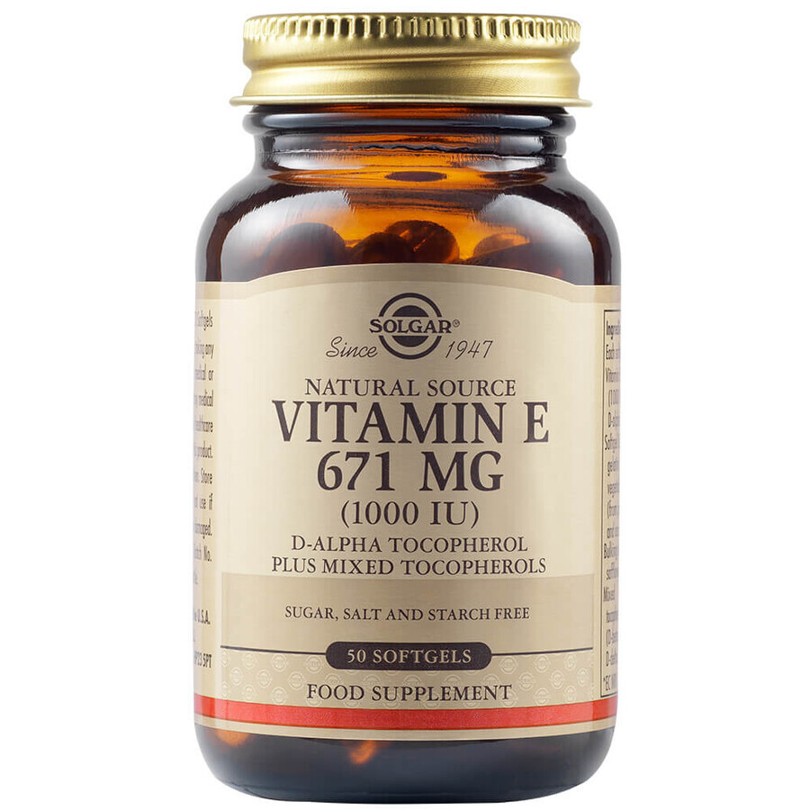 Vitamine E 671 mg 1000 UI, 50 gélules, Solgar Évaluations