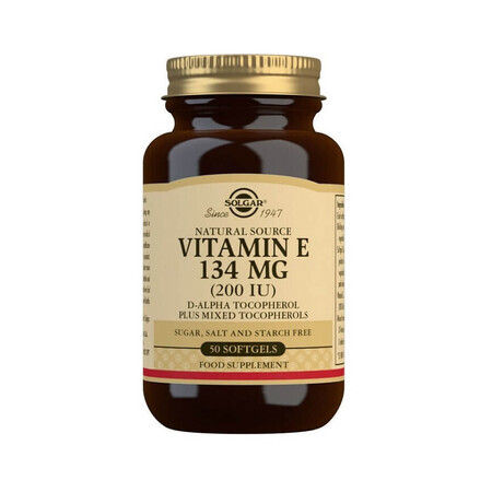 Vitamine E naturelle 134 mg, 50 gélules, Solgar