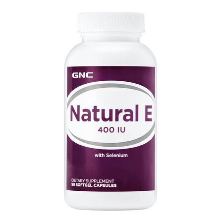 Vitamine E naturelle 400 UI avec sélénium (077967), 90 capsules, GNC