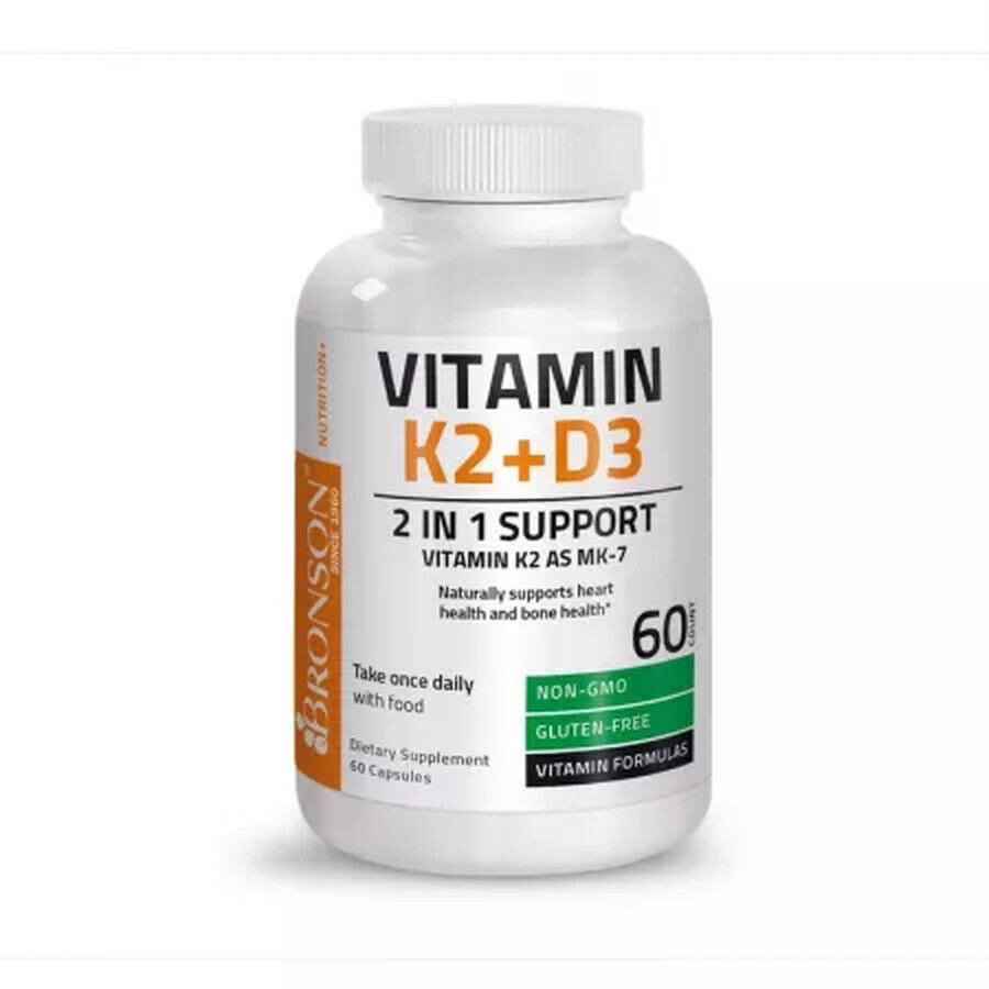 Vitamine K2 90 mcg + Vitamine D3 5000 IU, 60 gélules, Bronson Laboratories
