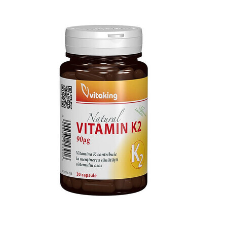 Vitamine K2 90mcg, 30 gélules végétales, VitaKing