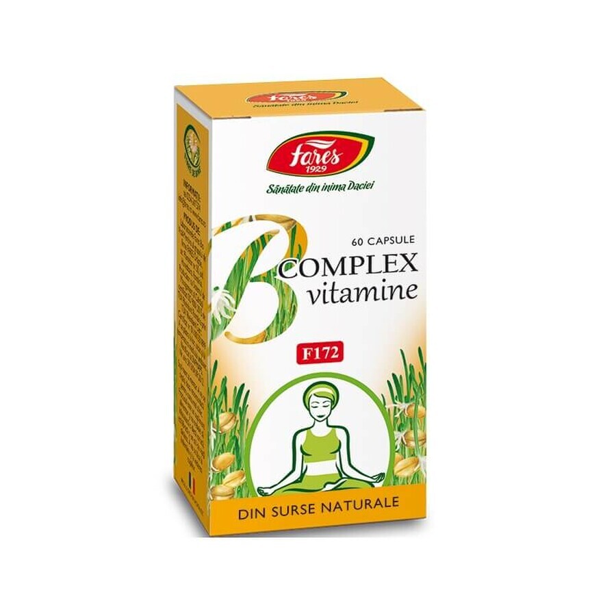 Complexe naturel de vitamines B, F172, 60 gélules, Fares