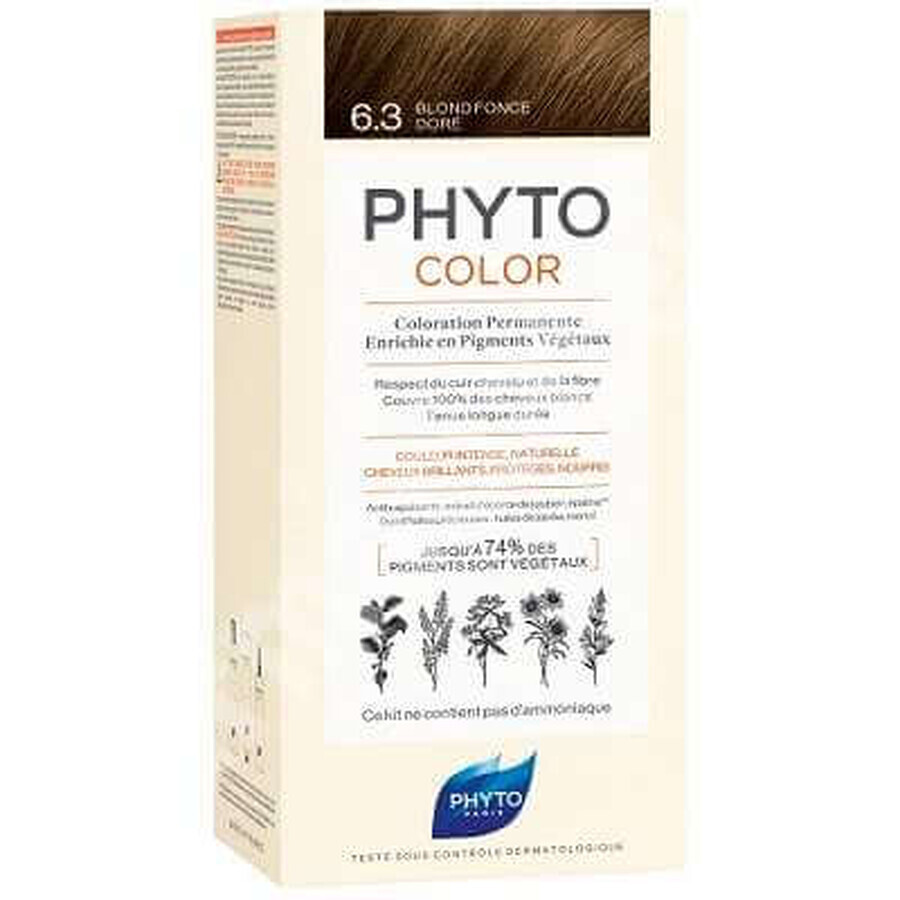 Tintura permanente per capelli Tonalità 6.3 Biondo scuro dorato, 50 ml, Phyto