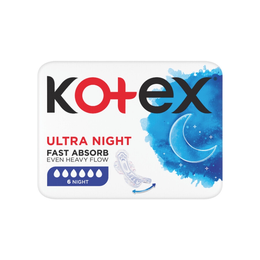 Serviette absorbante Ultra Night, 6 pièces, Kotex