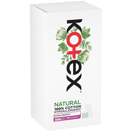 Serviettes hygiéniques Kotex Extra Protect Normal+ Natural Daily, 36 pièces, Kimberly-Clark