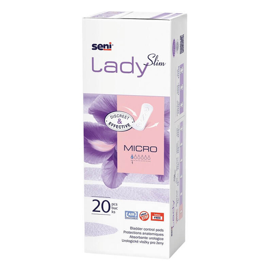 Serviettes hygiéniques quotidiennes Slim Micro, 20 pièces, Seni Lady