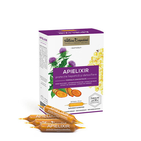 APIELIXIR protection du foie Abeille des Carpates, 20 flacons x 10 ml, Apicola