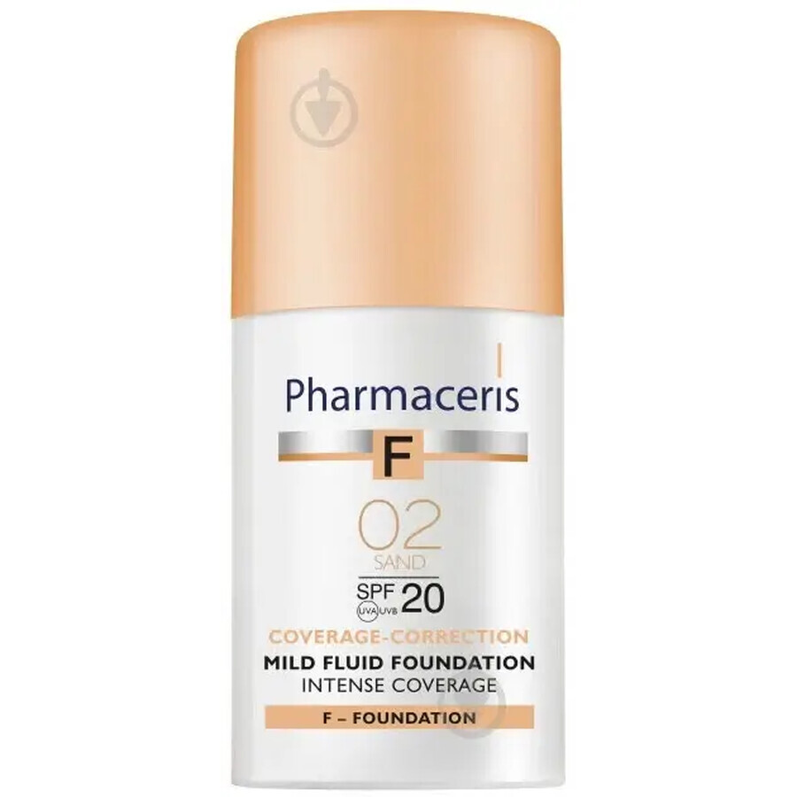 Pharmaceris F Coverage-Correction, fluido a copertura fine, 02 Sand, SPF 20, 30 ml