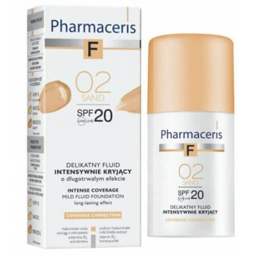 Pharmaceris F Coverage-Correction, fluido a copertura fine, 02 Sand, SPF 20, 30 ml