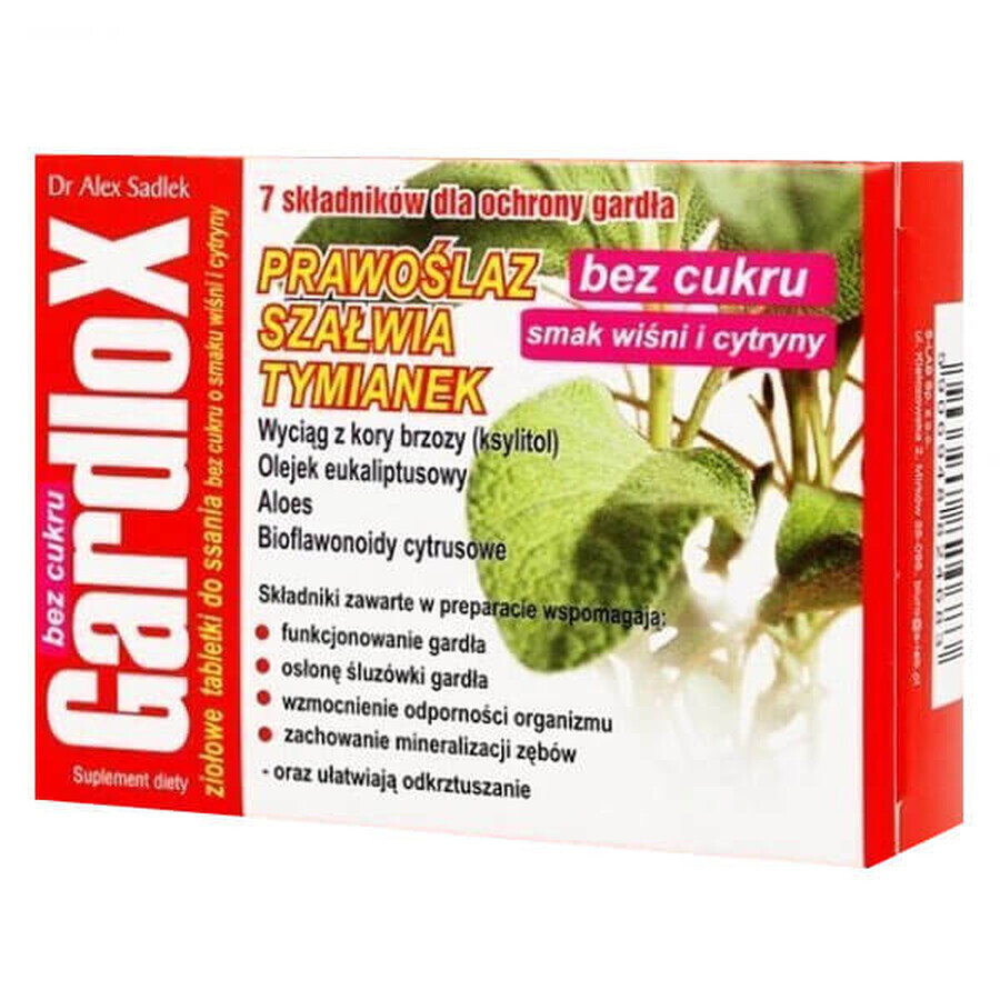 Gardlox saveur cerise-citron, sans sucre, 16 pastilles