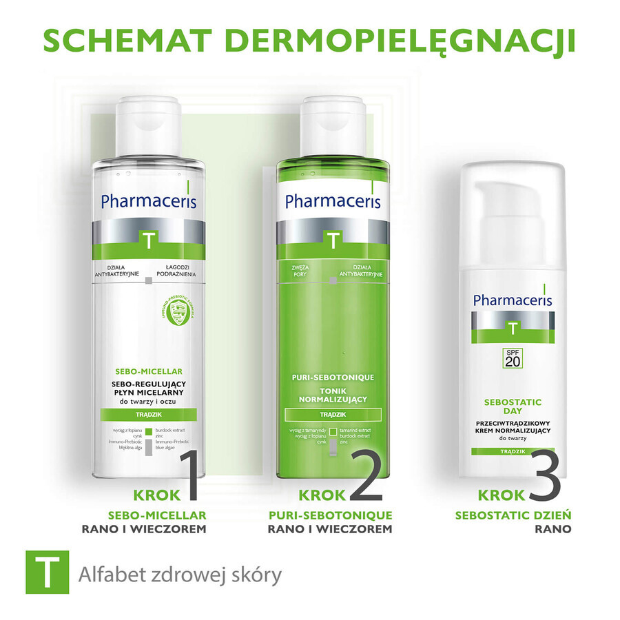 Pharmaceris T Sebostatic Day, Cremă de față normalizatoare antiacneică, SPF 20, 50 ml