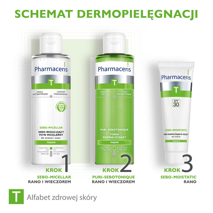 Pharmaceris T Sebo-Moistatic, Cremă de față hidratantă și calmantă, SPF 30, 50 ml