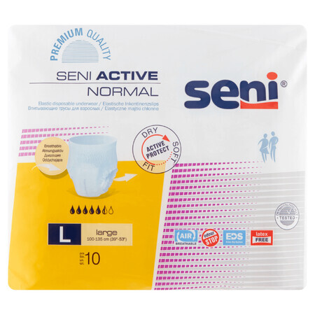 Seni Active Normal, chiloți absorbanți Seni Active Normal, Large, 100-135 cm, 10 bucăți