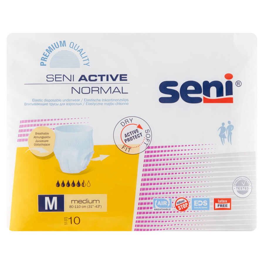 Seni Active Normal, culotte absorbante, Medium, 80-110 cm, 10 pièces