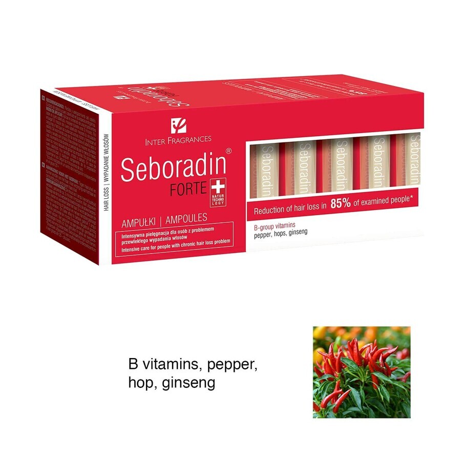 Seboradin Forte, tratament împotriva căderii părului, 5.5 ml x 14 fiole