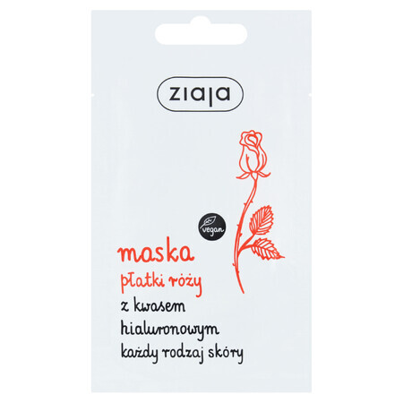 Ziaja Rose Petals, Mască de față cu acid hialuronic, 7 ml